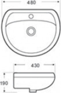 Karag Wall Mounted Wall-mounted Sink Porcelain 48x42x18cm White