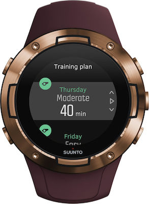 Suunto 5 Stainless Steel 46mm Waterproof Smartwatch with Heart Rate Monitor (Burgundy Copper)
