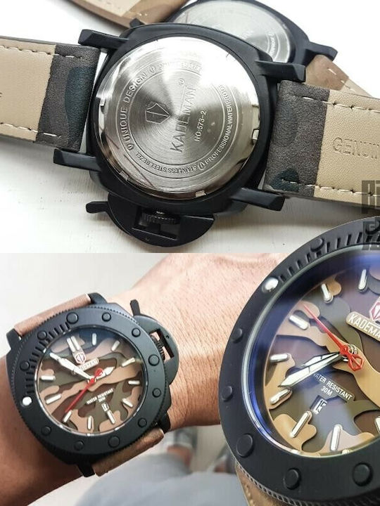 Kademan Ανδρικό Ρολόι 55mm Μπαταρίας με Καφέ Δερμάτινο Λουράκι