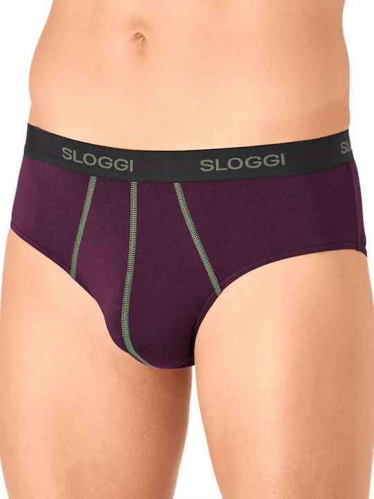 Sloggi Start Midi Ανδρικά Σλιπ Bordeaux / Black 2Pack