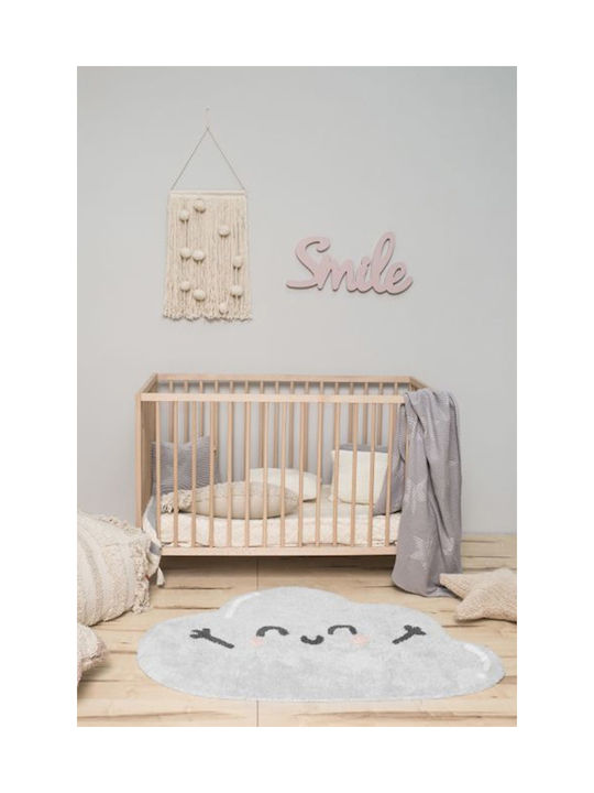 Lorena Canals Happy Cloud Kinder Teppich Wolken Gray Rund mit Durchmesser 120cm