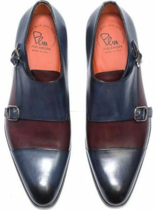 Perlamoda 617T Handmade Men's Leather Monk Shoes Burgundy