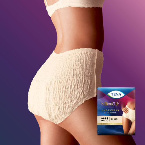 Tena Silhouette High Waist Plus Incontinence Underwear Medium Beige 12pcs