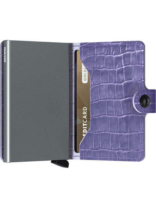 Miniwallet Cleo Ανδρικό Πορτοφόλι Καρτών με RFID και Μηχανισμό Slide Μωβ