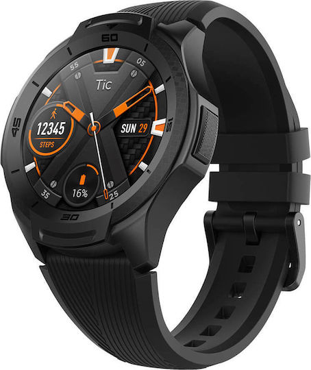 Ticwatch S2 47mm Αδιάβροχο Smartwatch με Παλμογράφο (Μαύρο)