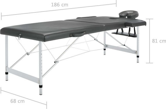 vidaXL Bett Massage und Physiotherapie Schwarz aus Aluminium 191x70cm. 2 Positionen