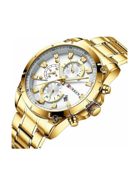 Curren Uhr Chronograph Batterie mit Metallarmband Gold