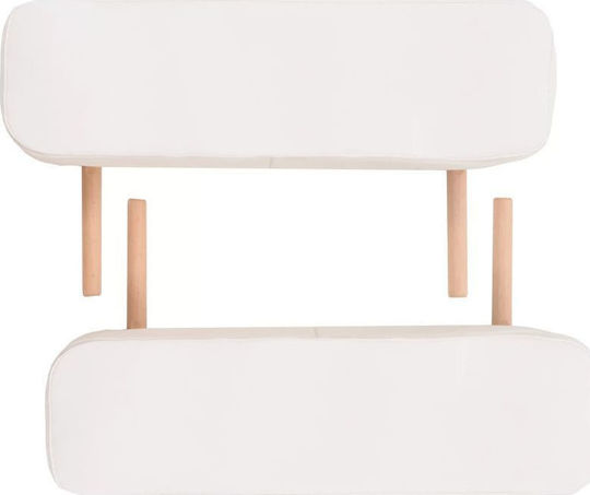 vidaXL Wooden Portable/Folding White Massage and Physiotherapy Bed 193x67cm 3 Positions with Stool