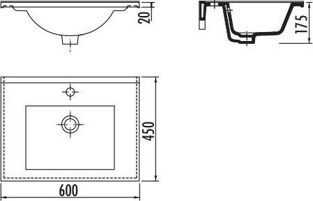 Creavit Slim Ένθετος Νιπτήρας Πορσελάνης 60x45x17.5cm Λευκός
