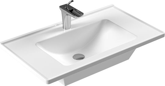 Serel Slim Επιτοίχιος Κρεμαστός Νιπτήρας Πορσελάνης 80x46x16.5cm Λευκός