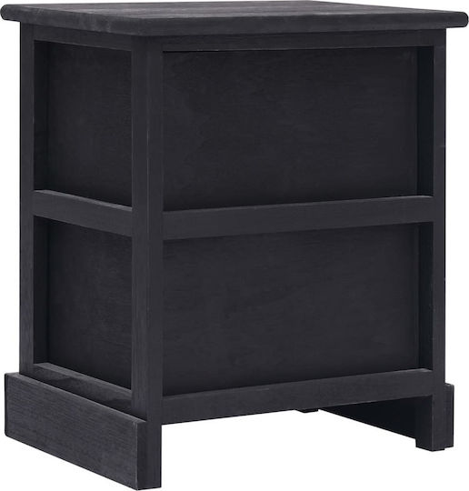 Bedside Table of Solid Wood Black 38x28x45cm
