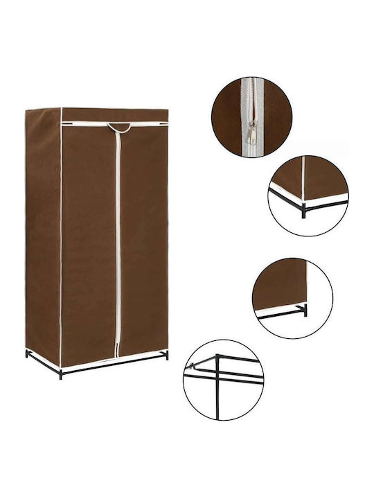 vidaXL Fabric Wardrobe with Zipper in Brown Color 75x50x160cm