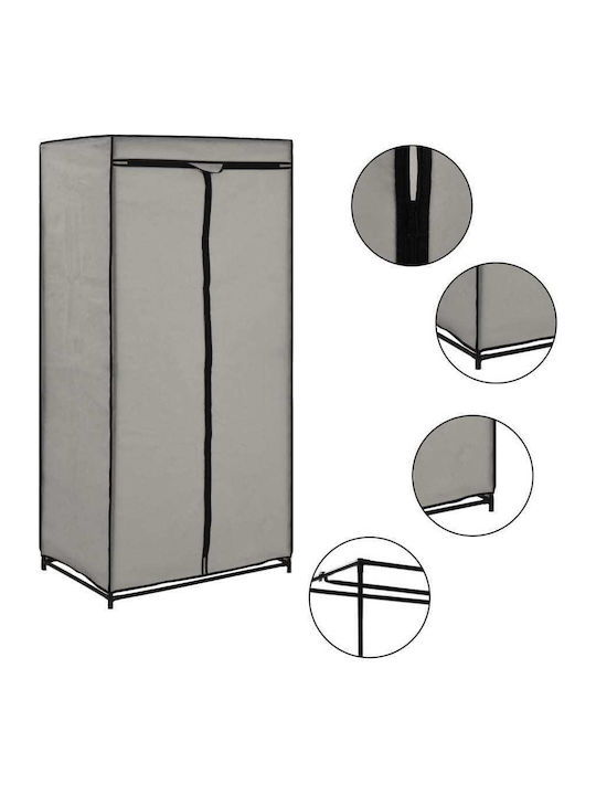 vidaXL Fabric Wardrobe with Zipper in Gray Color 75x50x160cm