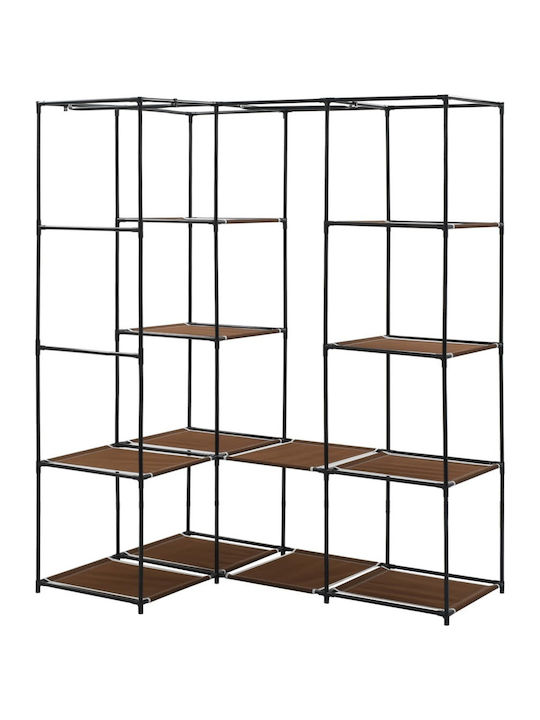vidaXL Fabric Wardrobe Corner with Zipper and Shelves in Brown Color 130x87x169cm