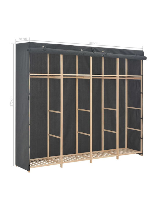 vidaXL Fabric Wardrobe with Shelves in Gray Color 200x40x170cm