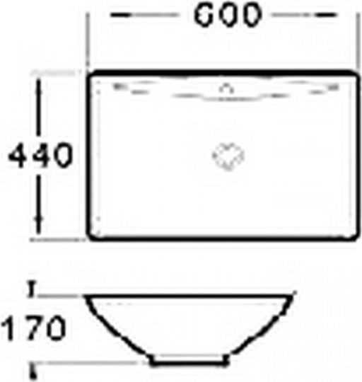 KLP Uno Aufgesetztes Waschbecken Porzellan 60x44x17cm Weiß KLP Uno Aufgesetztes Waschbecken Porzellan 60x44x17cm Weiß