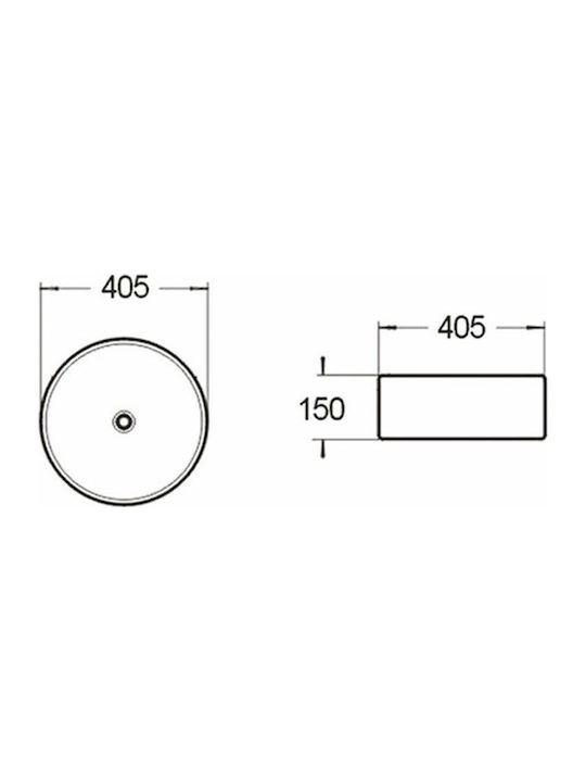 Tema Επικαθήμενος Νιπτήρας Πορσελάνης 40.5x40.5x15cm Black Matt