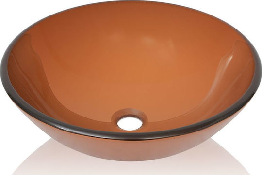 vidaXL Aufgesetztes Waschbecken Glas 42x42x14cm Braun