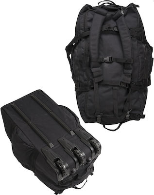 Mil-Tec Combat Duffle Bag with Wheels Military Backpack Travel in Black Color 118lt