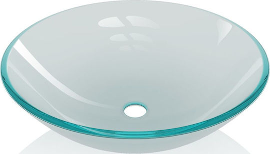 vidaXL Επικαθήμενος Νιπτήρας Γυάλινος 42x42x14cm Διάφανος