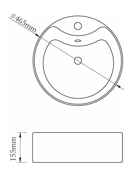 vidaXL Επικαθήμενος Νιπτήρας Πορσελάνης 46.5x46.5cm Μαύρος