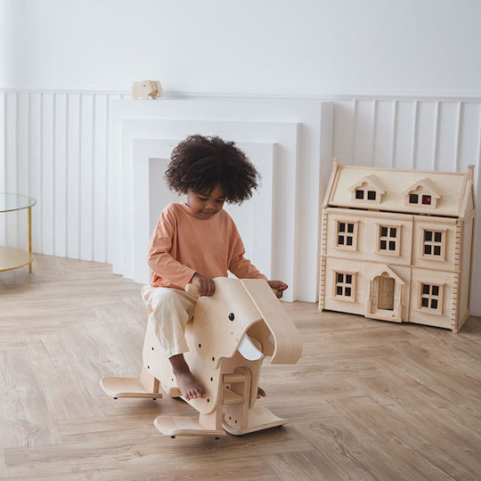 Plan Toys Wooden Rocking Toy Elephant for 24+ months Beige