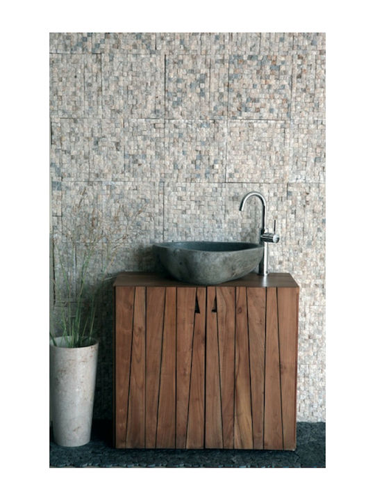Bati Bali River Stone 40 Deasupra Blatului Chiuvetă Piatră 50x50x15cm Negru