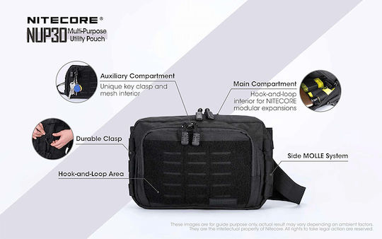 NiteCore NUP30 Tactical Pouch Στρατιωτικό Τσαντάκι Μέσης από Πολυεστέρα Μαύρο