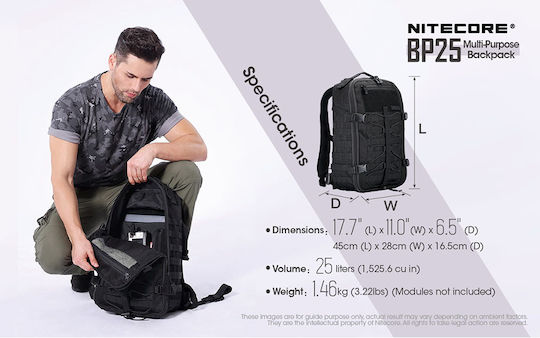 NiteCore BP25 Στρατιωτικό Σακίδιο Πλάτης Μαύρο 25lt