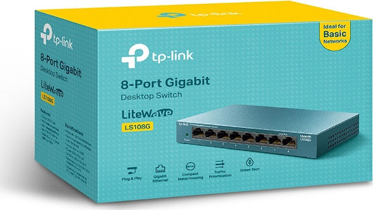 TP-LINK LS108G v1 Unverwaltet L2 Switch mit 8 Ports Gigabit (1Gbps) Ethernet
