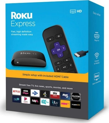 Roku TV Box Express Streaming Player Full HD με WiFi USB 3.1 (USB-C) 512MB RAM με Λειτουργικό Roku OS και Alexa / Google Assistant