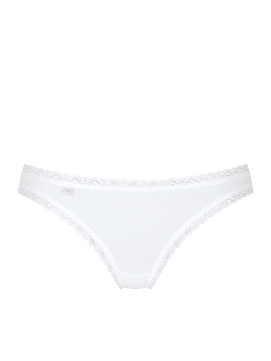 24/7 Weekend Tanga Βαμβακερά Γυναικεία Slip 3Pack με Δαντέλα White/Grey/Beige
