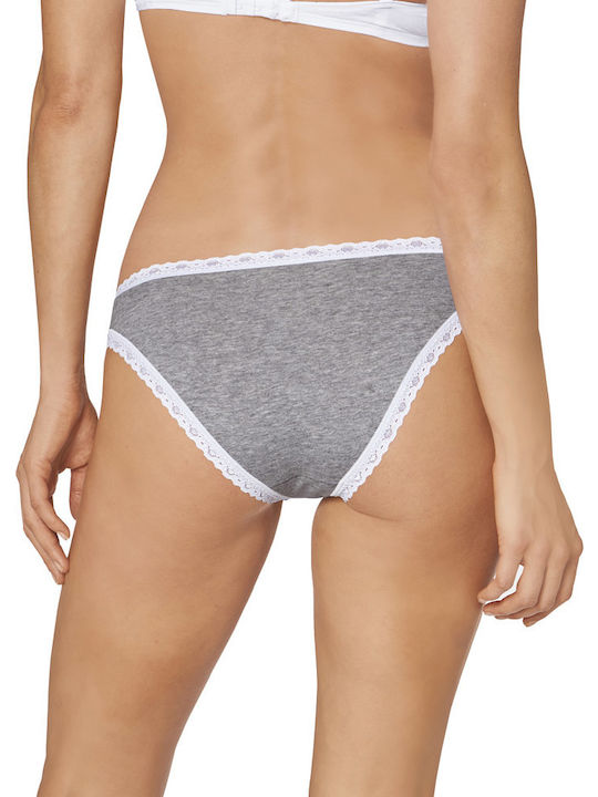 24/7 Weekend Tanga Βαμβακερά Γυναικεία Slip 3Pack με Δαντέλα White/Grey/Beige