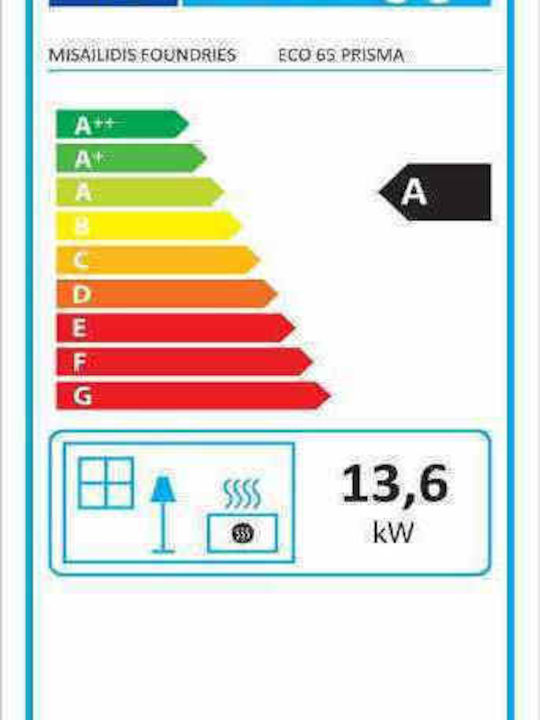 CHytiria Misailidi Eco T-65 Wood Fireplace Insert with Prismatic Window 13.6kW