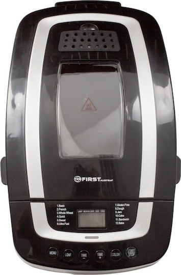 First Austria Αρτοπαρασκευαστής 800W Χωρητικότητας 1250gr με 12 Προγράμματα