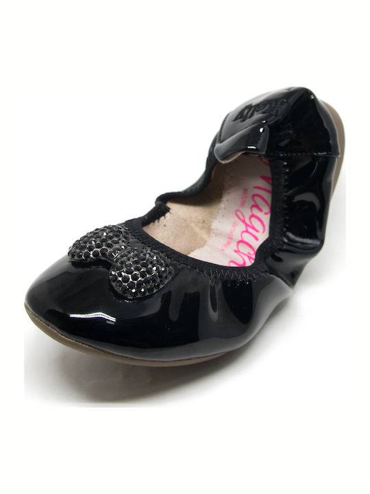 Balerini copii Simple Piele lăcuită Negre