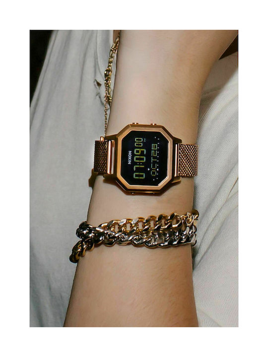 Nixon Τhe Siren Milanese Digital Watch Chronograph with Pink Gold Metal Bracelet