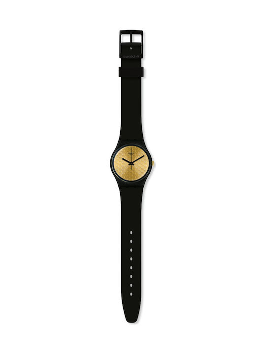 Swatch Knightliness Arthur Uhr mit Schwarz Kautschukarmband