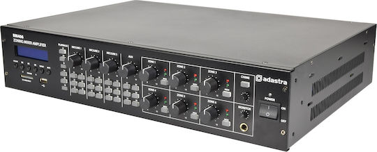 Adastra AD-RM406 Ολοκληρωμένος Ενισχυτής Εγκαταστάσεων με 6 Ζώνες 40W/100V και Συνδέσεις USB/FM/Bluetooth 953.160UK