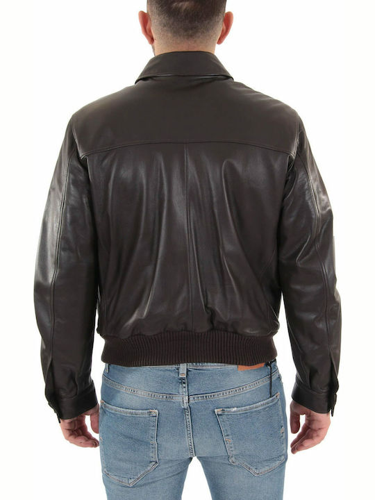 PAL ZILERI BROWN LEATHER JACKET