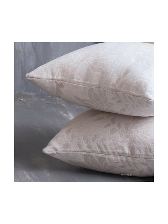 Rythmos Decorative Pillow Case Fiona Made of 100% Cotton 01 Ecru 40x40cm