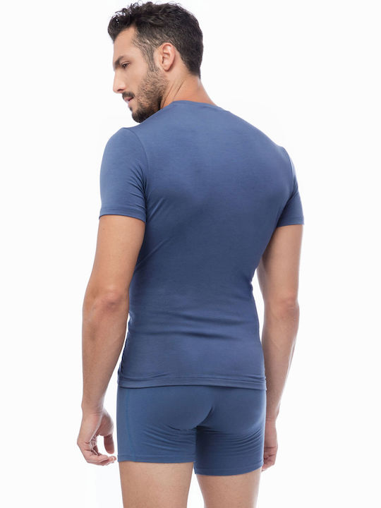 Men's Undershirt Short Sleeve in Blue Color