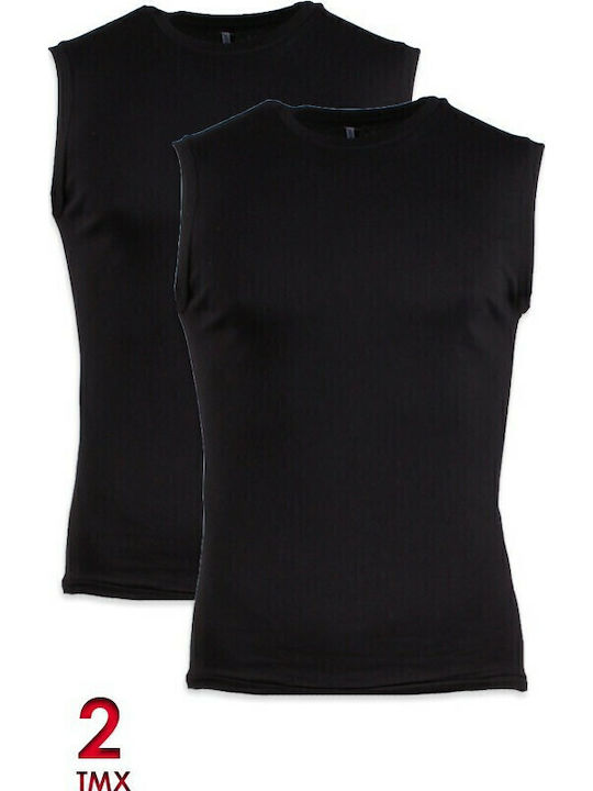 90-11032 Men's Undershirts Sleeveless in Black Color 2Pack