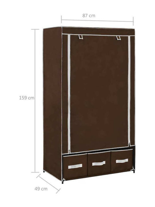 vidaXL Stoffschrank mit Reißverschluss und Regalen in Braun Farbe 87x49x159cm