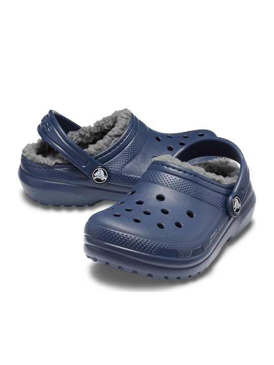 Crocs Ανατομικές Παιδικές Παντόφλες Navy Μπλε Classic Lined