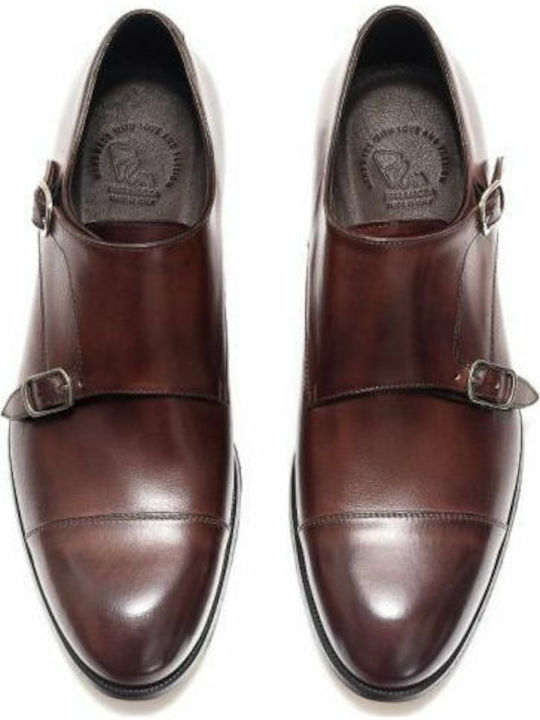 Perlamoda Handmade Men's Leather Monk Shoes Brown