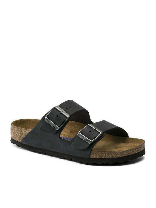 Arizona Soft Footbed Oiled Leather Men's Sandals Black Regular Fit