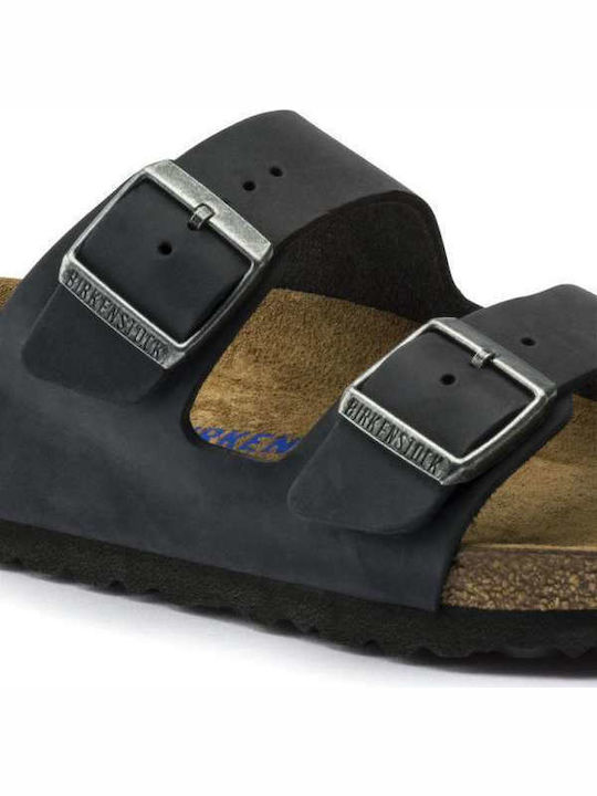Arizona Soft Footbed Oiled Leather Men's Sandals Black Regular Fit
