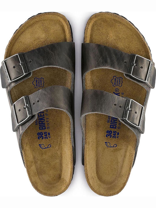 Birkenstock Arizona Soft Footbed Oiled Nubuck Leather Σανδάλια Γκρι