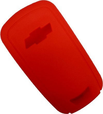 Silicone Car Key Cover Case with 3 Buttons for Chevrolet Red